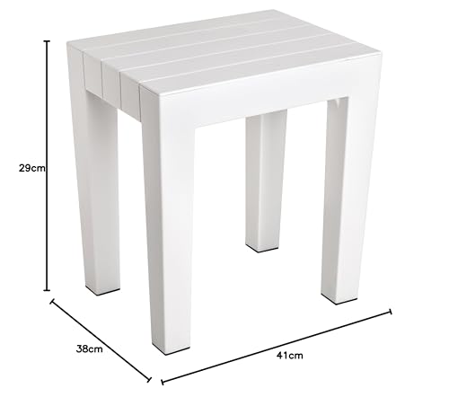 TATAY Rectangular Stool – White Wood Effect Polypropylene Stool