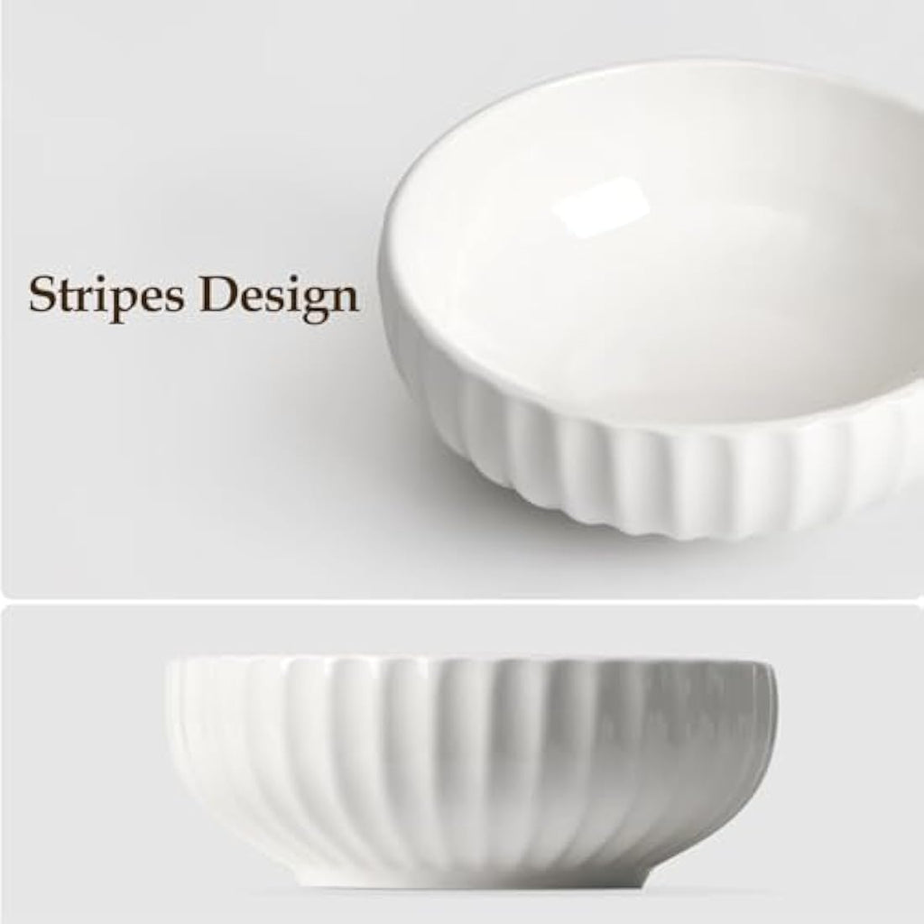 NUTRIUPS Porcelain Nesting Serving Bowls | Set of 3 Ribbed Stackable Bowls