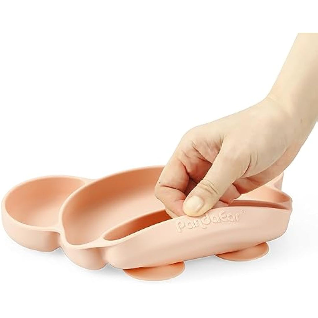 PandaEar Silicone Suction Plate and Utensils Set – Bear Shape Pink