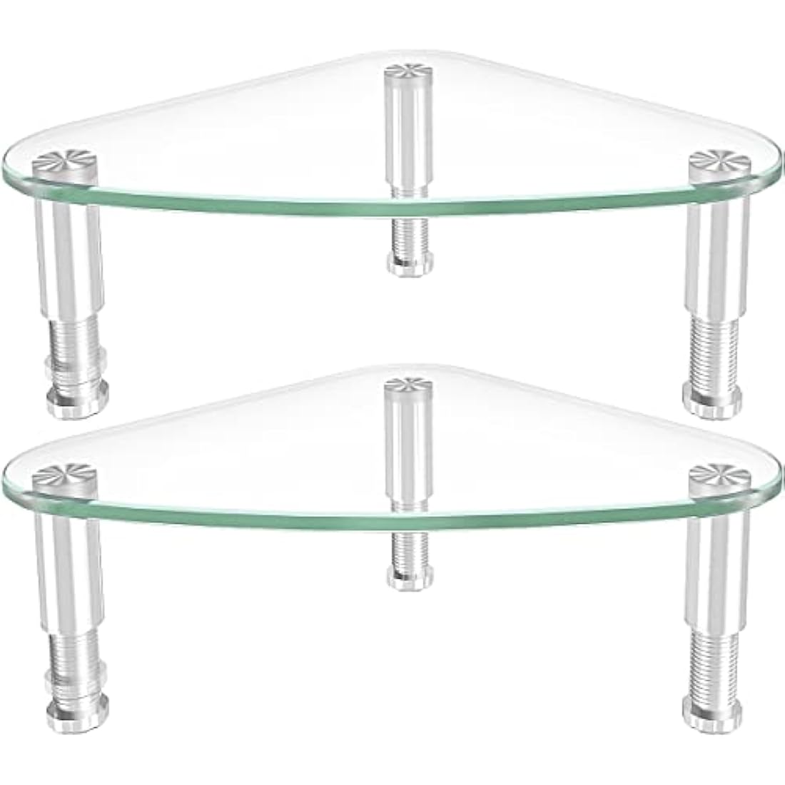 Hemudu 2-Pack Triangle Monitor Stand Riser | Tempered Glass Corner Desk