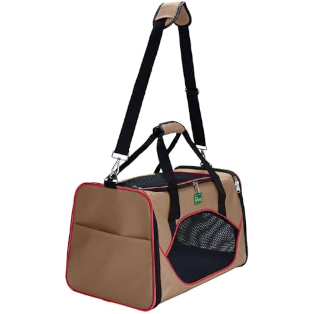 HUNTER Kansas Foldable Pet Carrier Bag – Beige/Red Washable Travel Bag