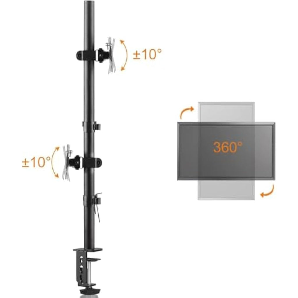 Bracwiser Vertical Dual Monitor Mount | 13-27 Inch VESA Desk Stand