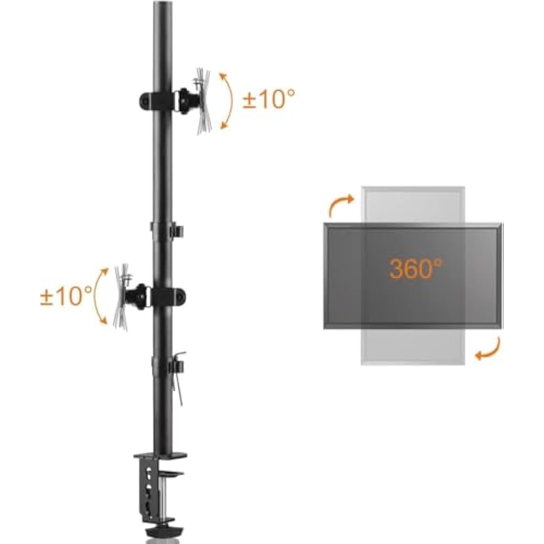 Bracwiser Vertical Dual Monitor Mount | 13-27 Inch VESA Desk Stand