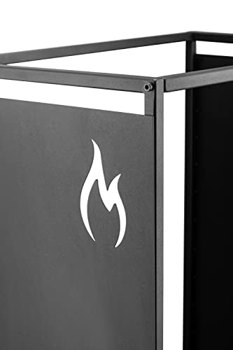 Kos Design Firewood Log Rack – Heavy Duty Matte Black Steel Log Holder