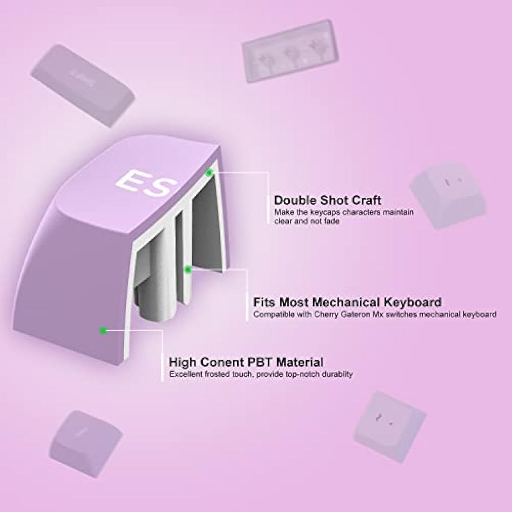 dagaladoo 189-Key Double Shot PBT Keycaps | XVX Profile | White/Purple
