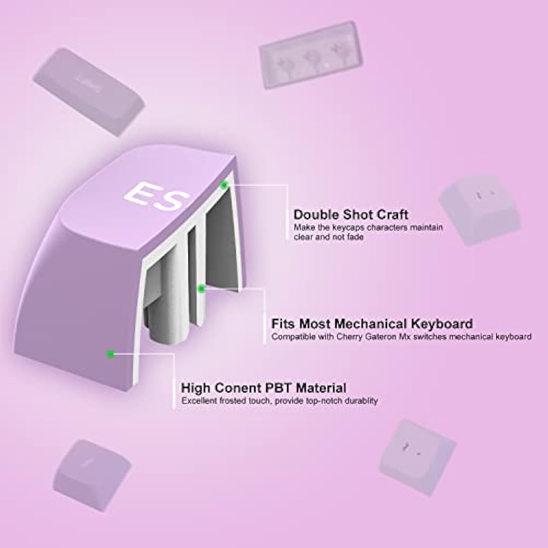 dagaladoo 189-Key Double Shot PBT Keycaps | XVX Profile | White/Purple