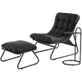 Grand Patio Sun Lounger with Side Table & Footstool - Dark Gray