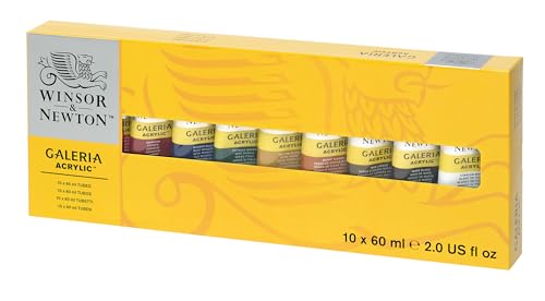 Winsor & Newton Galeria Acrylic Paint Set – 10 x 60ml Satin Finish Tubes