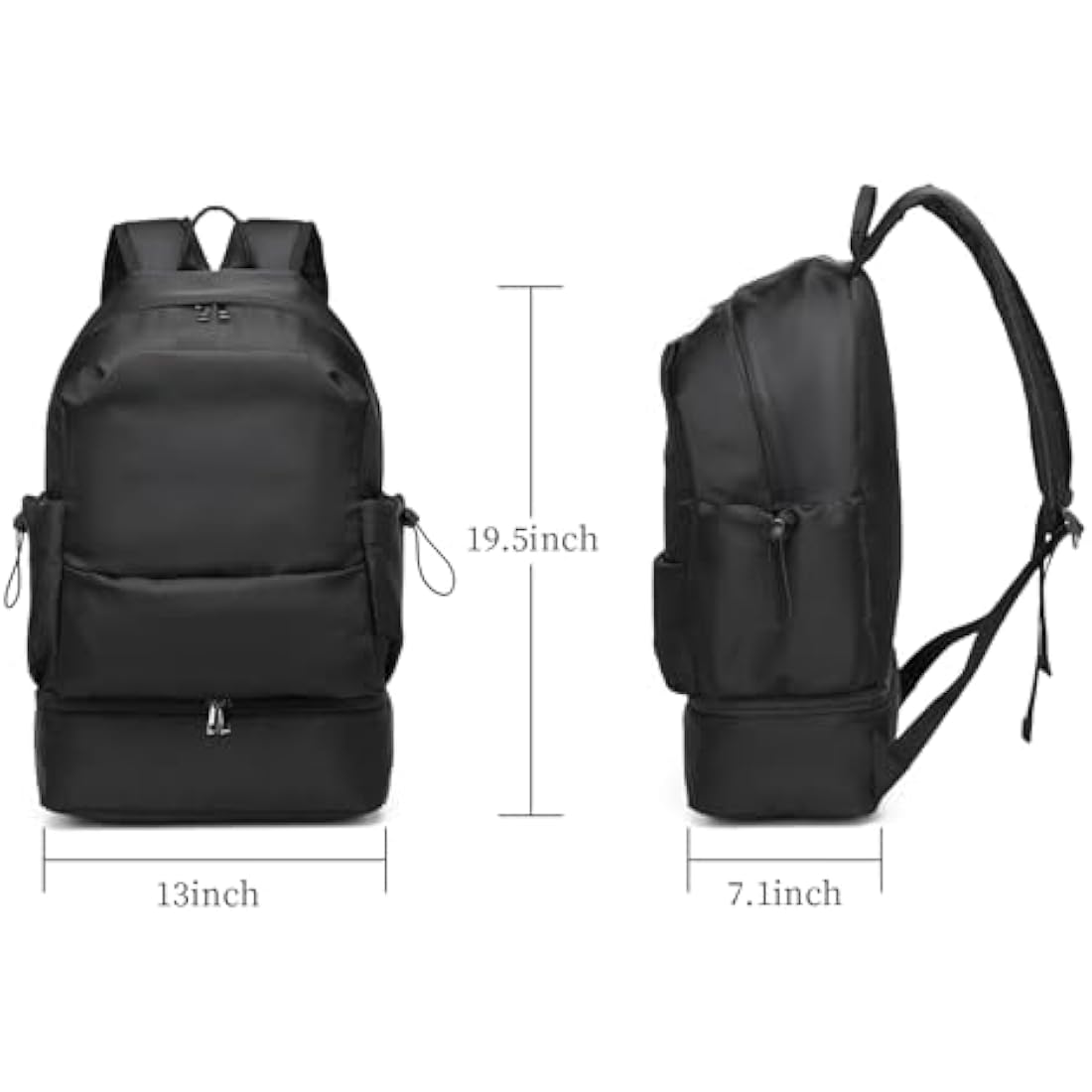 Seyfocnia Waterproof Gym Backpack with Shoe Compartment – Black