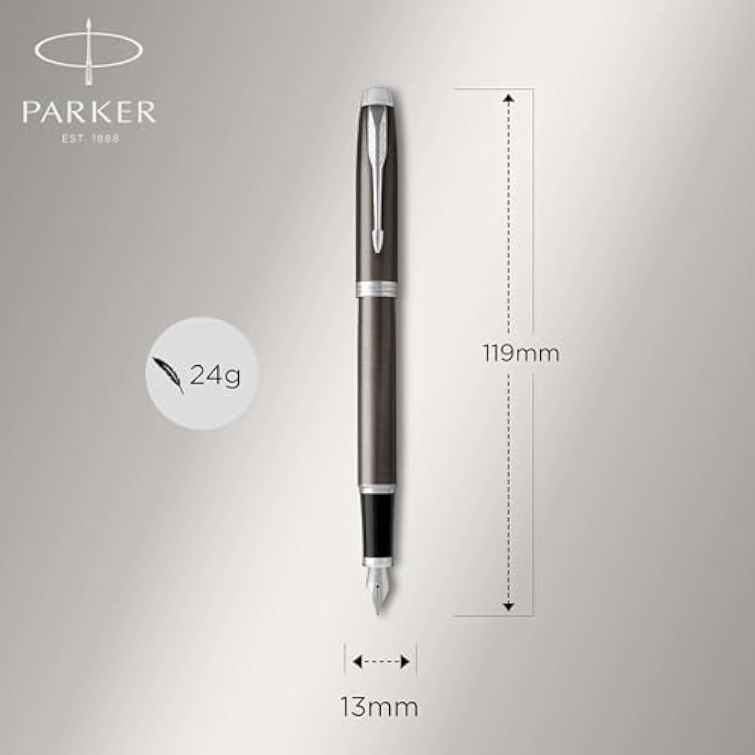 Parker IM Fountain Pen – Dark Espresso, Medium Nib with Blue Ink Refill