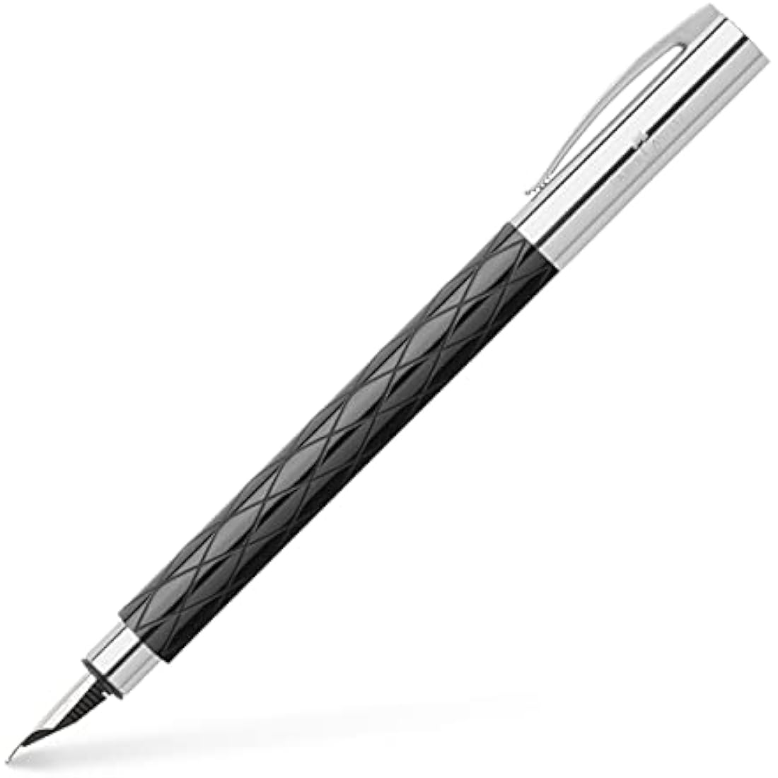Faber-Castell Ambition Fountain Pen – Rhombus Black Resin, Medium Nib