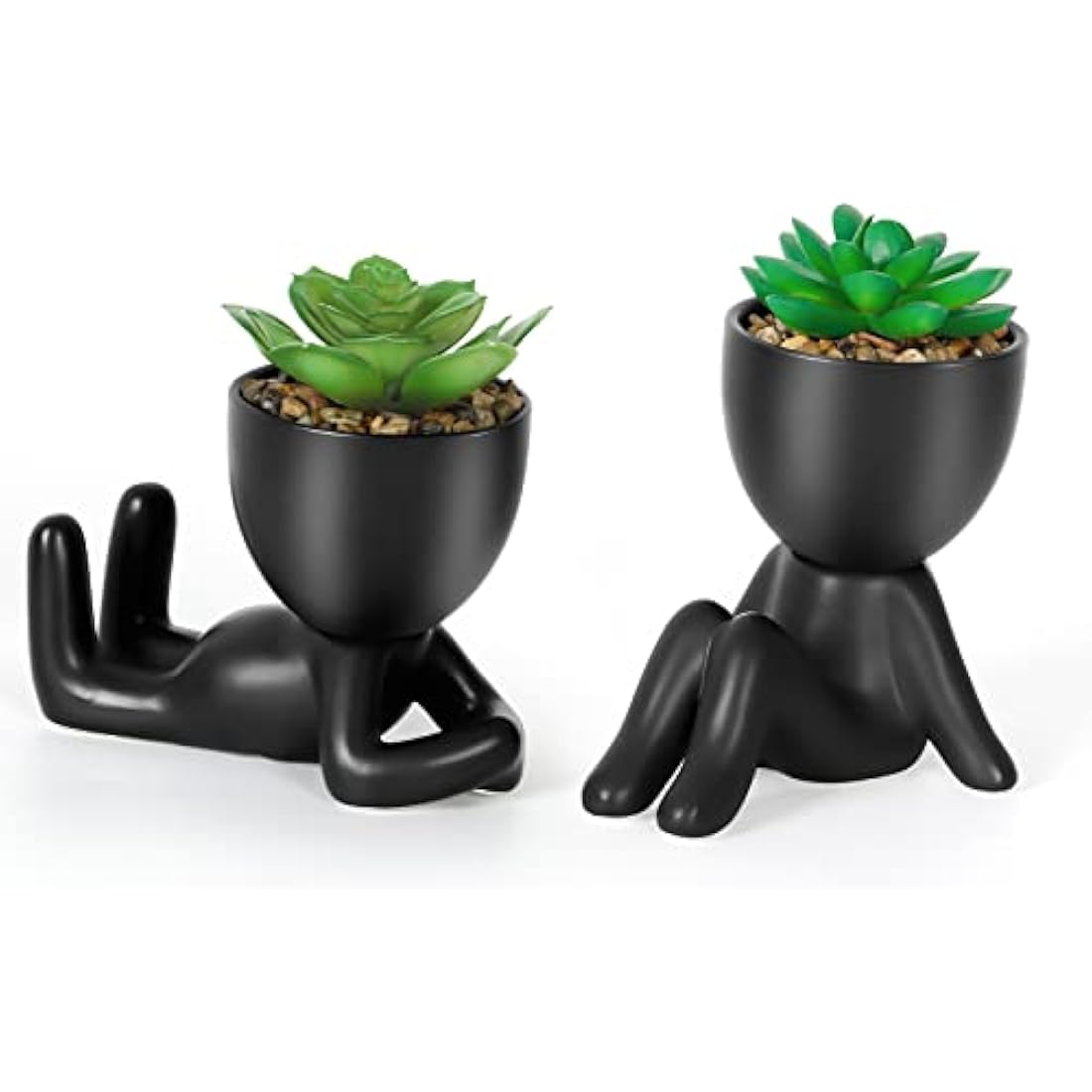 Artificial Succulents – 2PCS Mini Faux Plants in Ceramic Pots