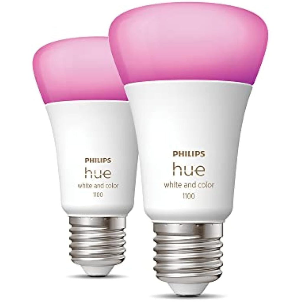Philips Hue White & Colour Ambiance E27 Smart LED Bulbs - 2 Pack
