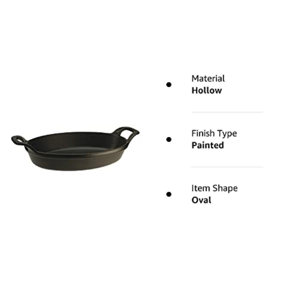 Staub Mini Oval Dish – 15cm Matte Black Cast Iron Individual Baker