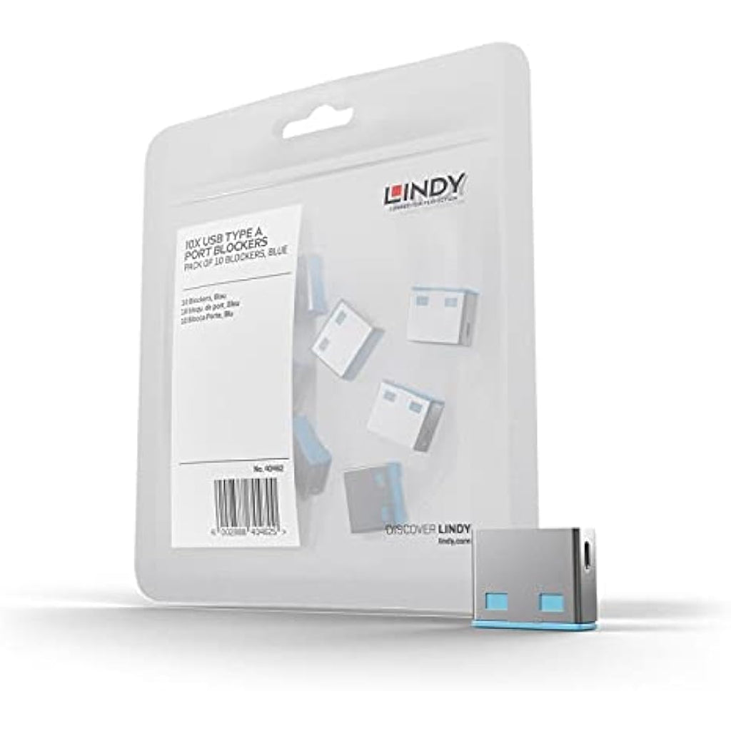 Lindy USB Port Blocker Pack of 10 – Blue Cybersecurity Data Protection