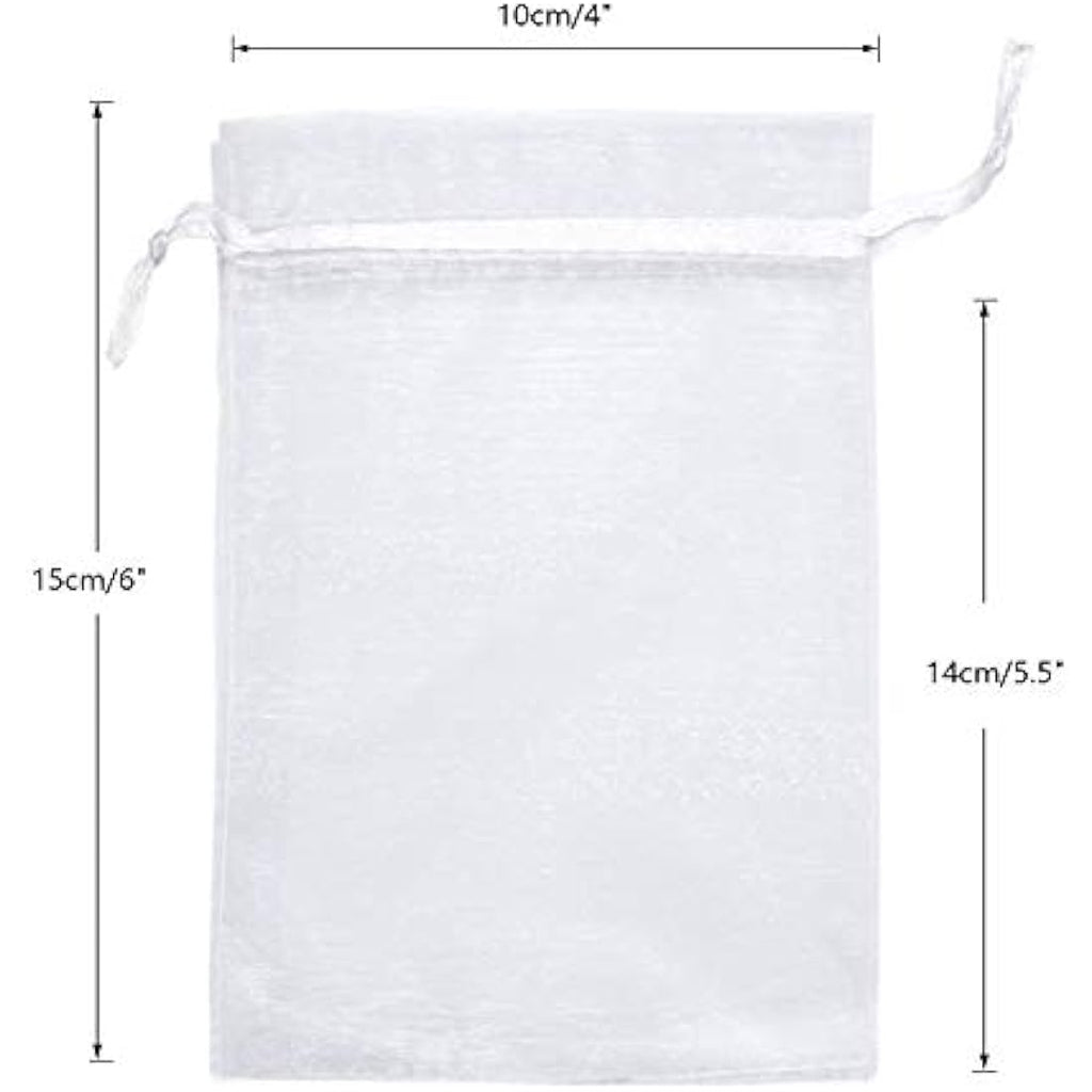 G2PLUS White Organza Gift Bags | 100 PCS Mesh Jewelry Pouches 10x15cm