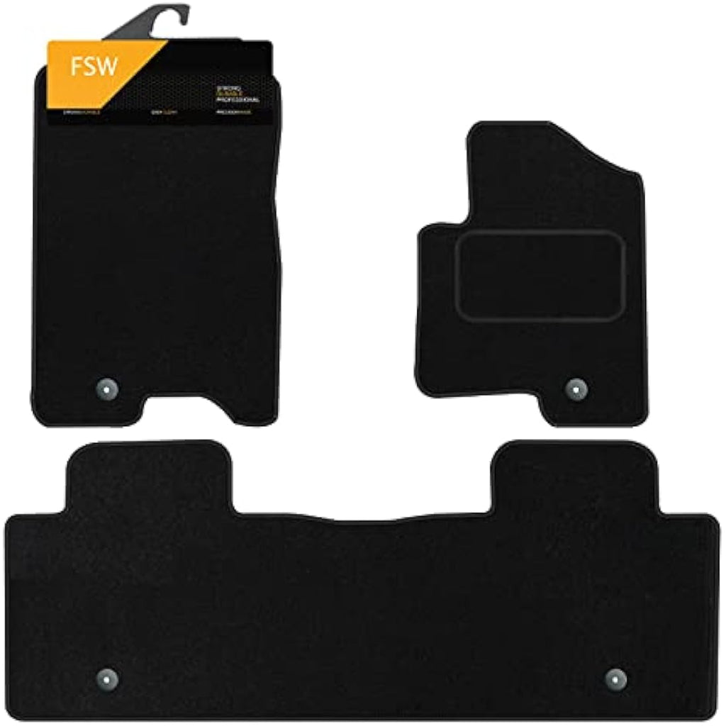FSW Tailored Car Floor Mats for Ssangyong Rexton 2017+ | Black 3 Piece Set