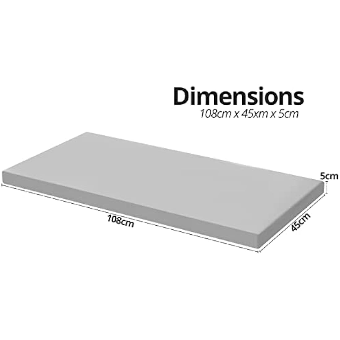 Jolof Store 2 Seater Garden Bench Cushion | Waterproof Patio Pad - Grey