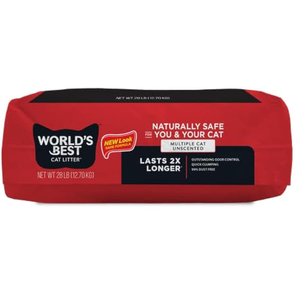 World's Best Cat Litter – Multiple Cat Unscented Corn Litter, 28lb