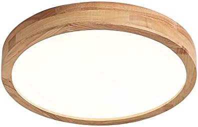 Schindora Wooden LED Ceiling Light – 20W Oak Flush Mount Lamp, 3000K