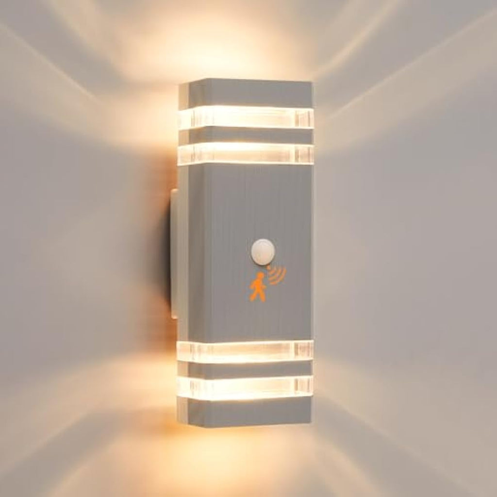 CELAVY Motion Sensor Outdoor Wall Light | IP65 Grey Up Down Porch Lamp