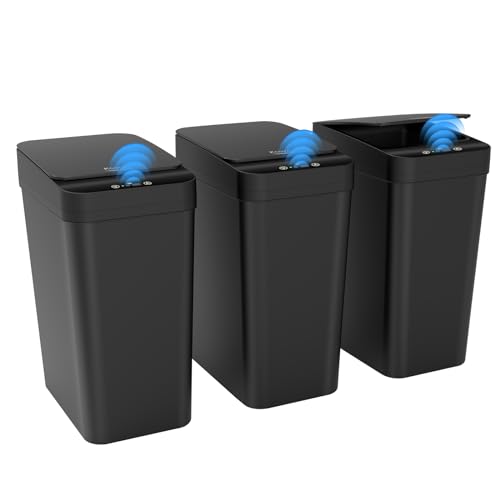 Kssvzz 3-Pack Motion Sensor Trash Can | 10L Slim Touchless Bathroom Bin