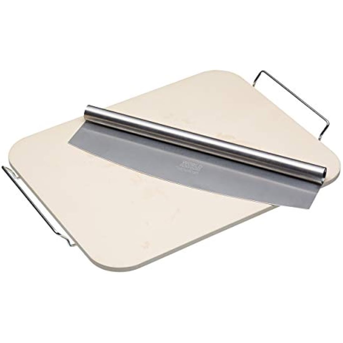 Jolof Store Ceramic Pizza Stone and Rocking Cutter Set – 2 Pieces