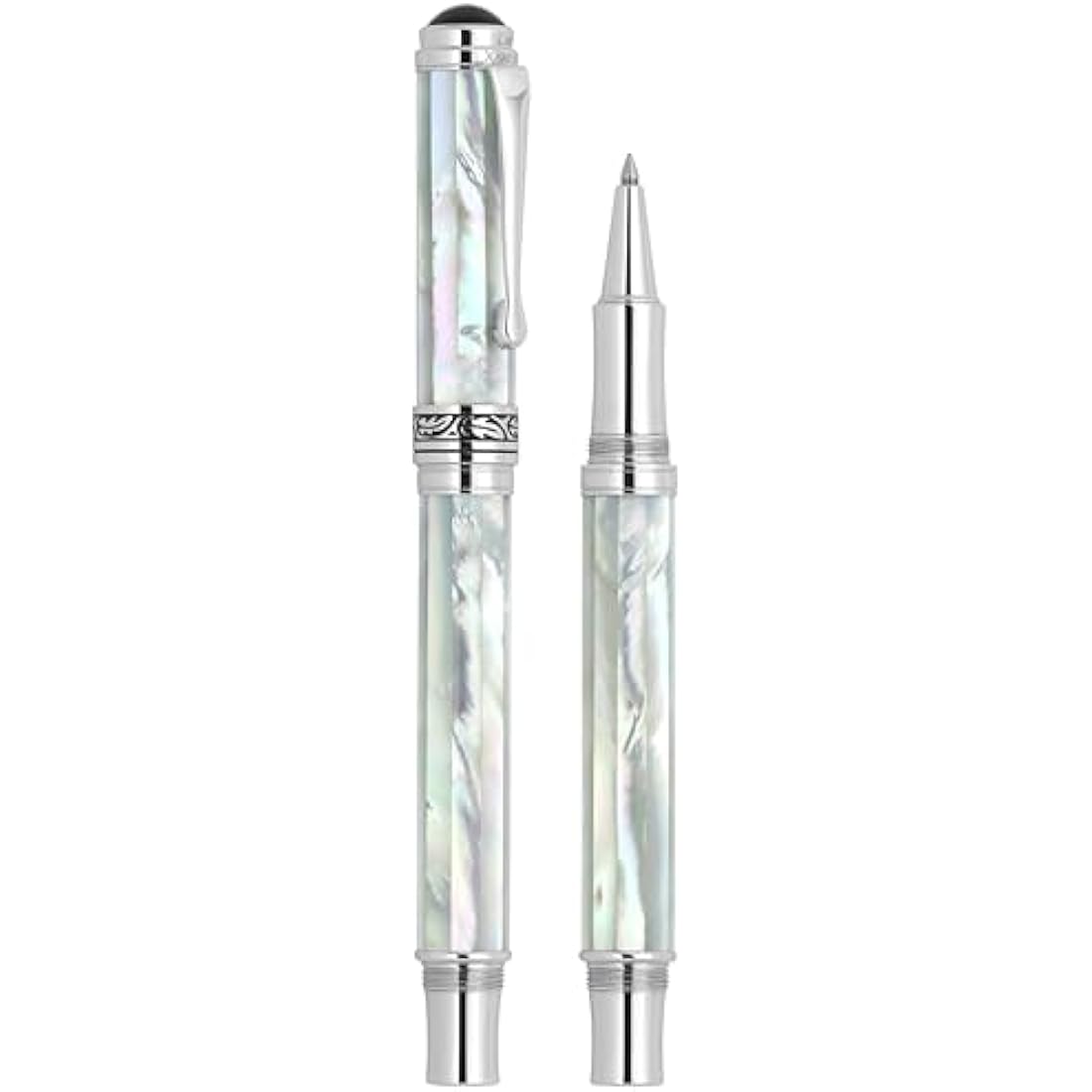 Xezo Maestro Rollerball Pen – White Mother of Pearl & Chrome, Fine Point