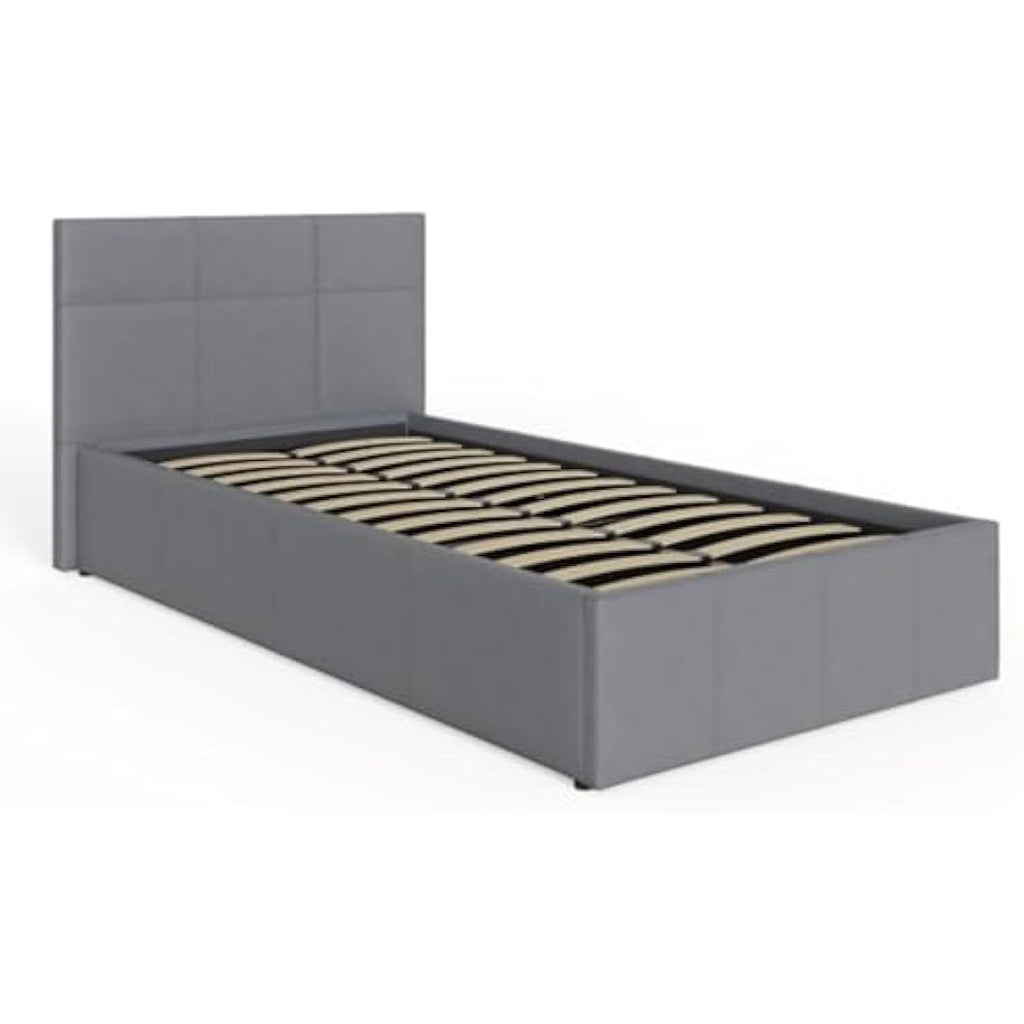 GFW Single Grey Faux Leather Ottoman Storage Bed with Gas Lift