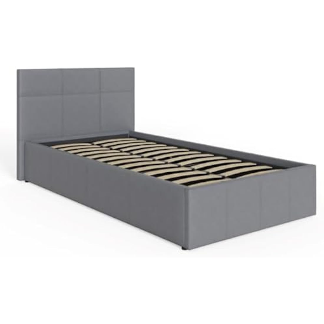 GFW Single Grey Faux Leather Ottoman Storage Bed with Gas Lift