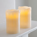 Lights4fun Flameless LED Pillar Candles – Set of 2 Dripping Wax with Timer