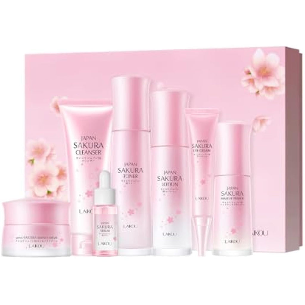 LAIKOU Japan Sakura Skincare Set | 7-Piece Anti-Aging Facial Gift Kit