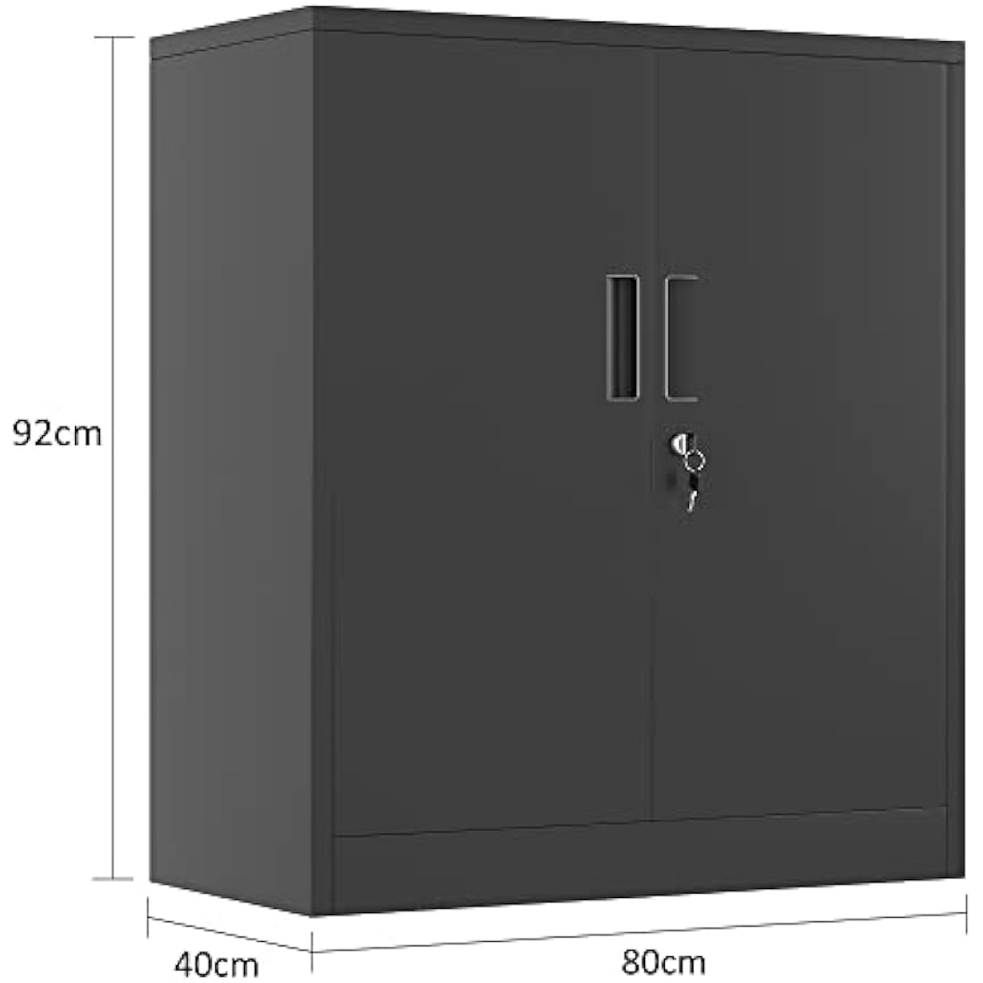 iJINGUR Metal Storage Cabinet with Locking Doors and 2 Shelves - Black