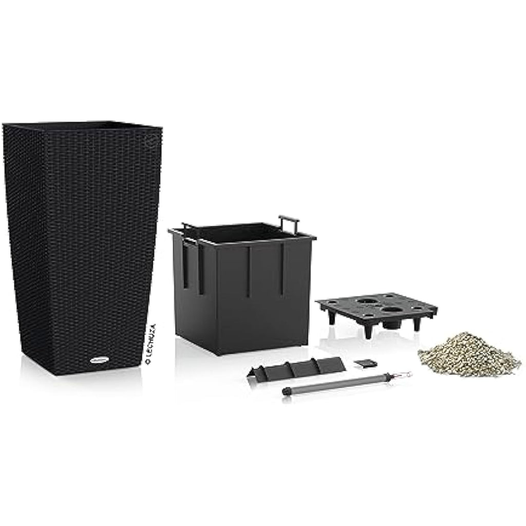 Lechuza Cubico Cottage 40 Self-Watering Planter - Graphite Black