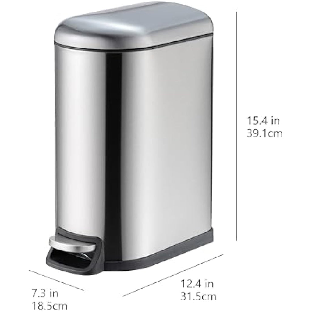 Jolof Store Slim 10L Stainless Steel Trash Can with Soft-Close Lid