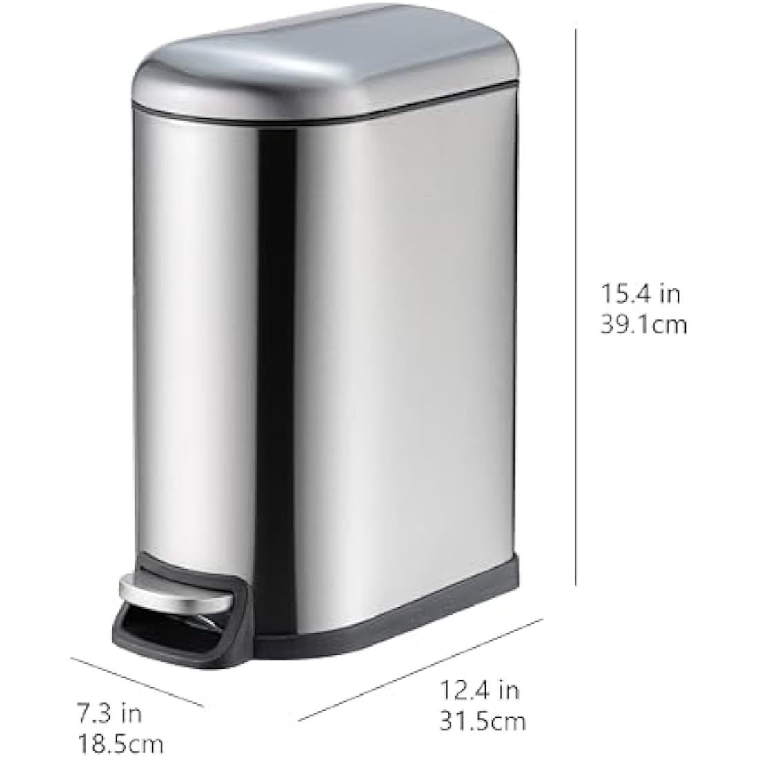Jolof Store Slim 10L Stainless Steel Trash Can with Soft-Close Lid