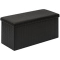 Bonlife Foldable Faux Leather Storage Ottoman Bench - Black, 76cm