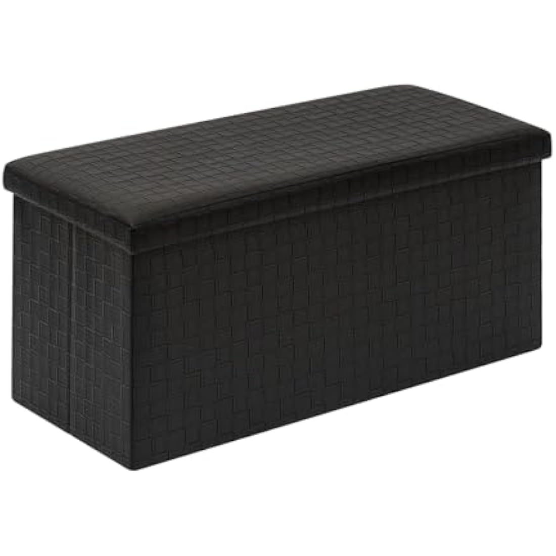 Bonlife Foldable Faux Leather Storage Ottoman Bench - Black, 76cm
