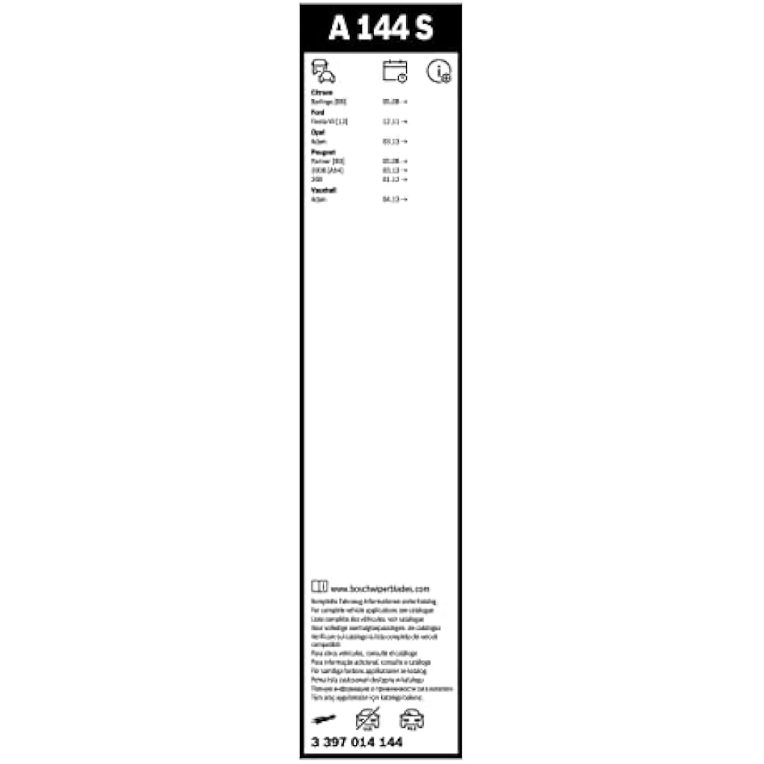 Bosch Aerotwin A144S Wiper Blade Set - 650mm/400mm Front Wipers
