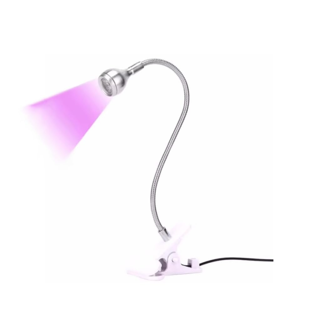 3W UV Nail Lamp | Flexible Clip-On Gel Curing Light - Silver