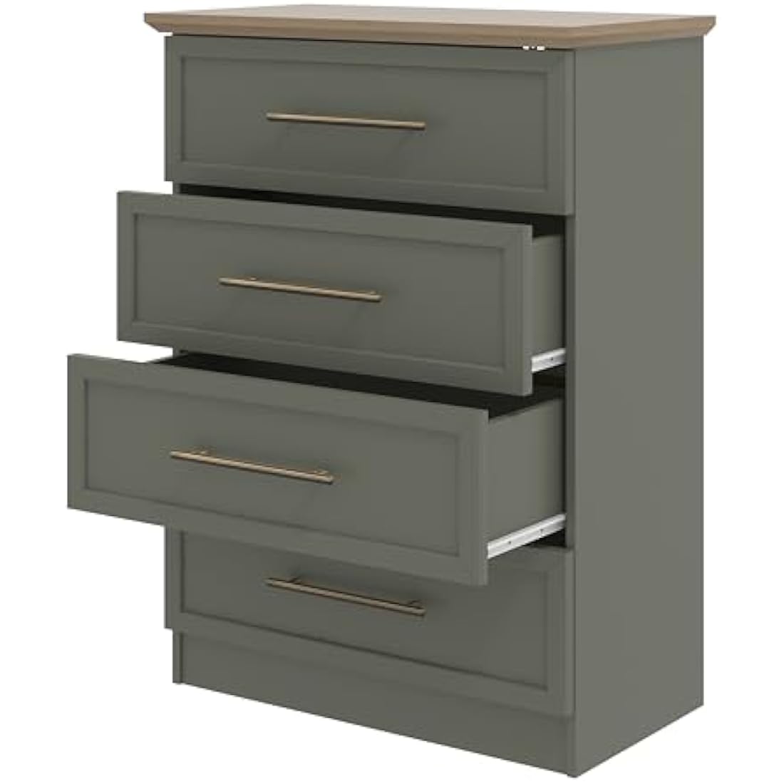 Galano Cleverton 4 Drawer Chest – Oak & Kale Green Storage Cabinet
