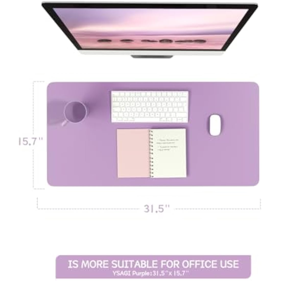 YSAGi Purple PVC Leather Desk Pad – Waterproof Non-Slip Writing Mat (80x40cm)