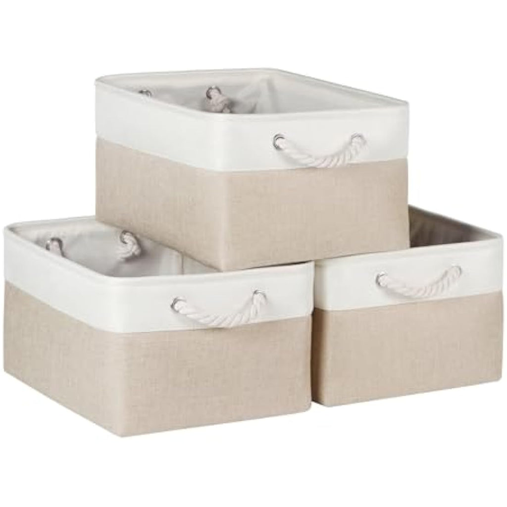 Syeeiex Fabric Storage Bins for Shelves | 3-Pack Foldable Baskets