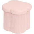 Bonlife Pink Boucle Folding Storage Ottoman – Teddy Flower Toy Chest