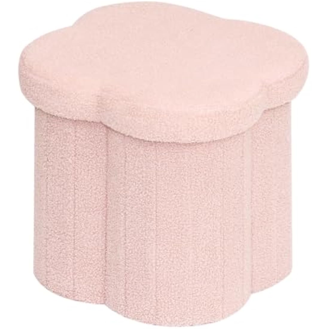Bonlife Pink Boucle Folding Storage Ottoman – Teddy Flower Toy Chest
