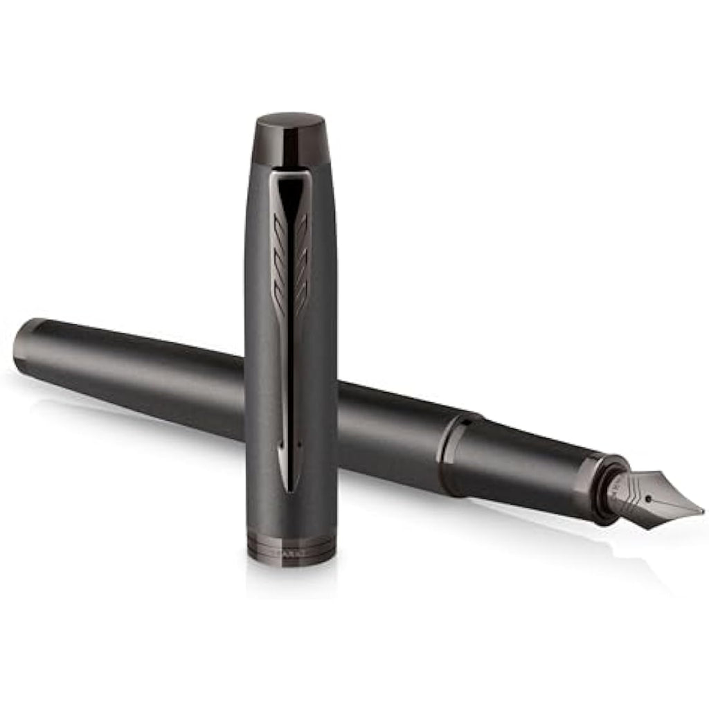 Parker IM Fountain Pen – Gun Metal Finish – Medium Nib with Blue Ink