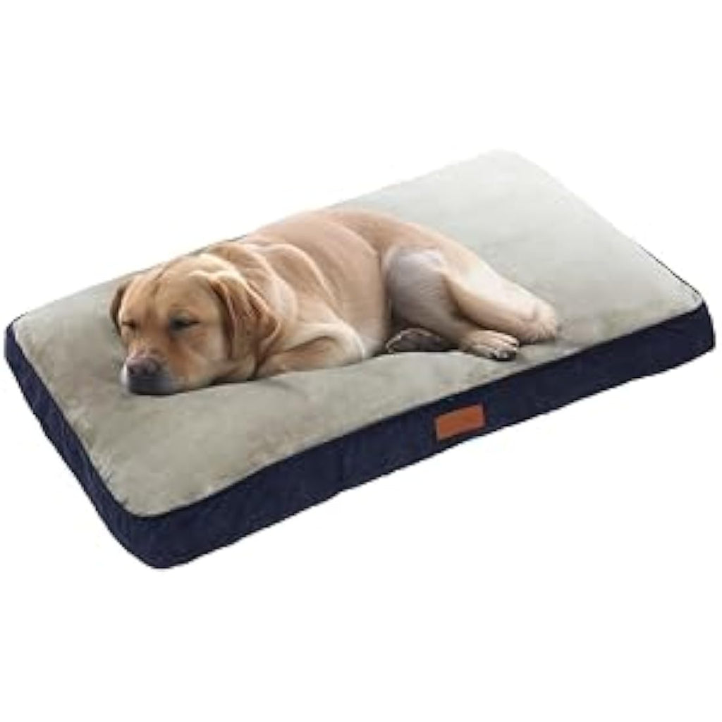 Ellie-Bo Large Dog Bed for 36-inch Crate – Washable Blue Corduroy