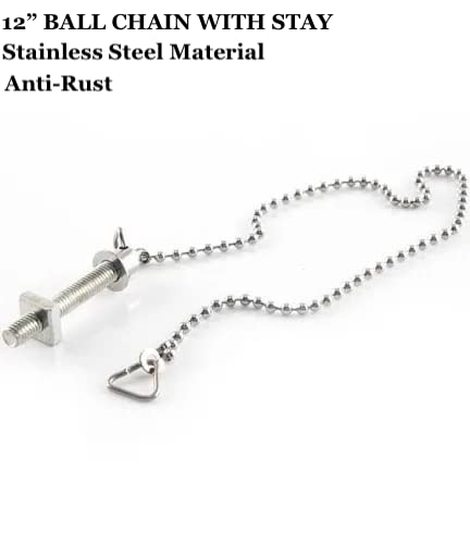 E2trade Replacement Chrome 18" Sink Basin Bath Ball Plug Chain and Stay S Hook Ends - image 2