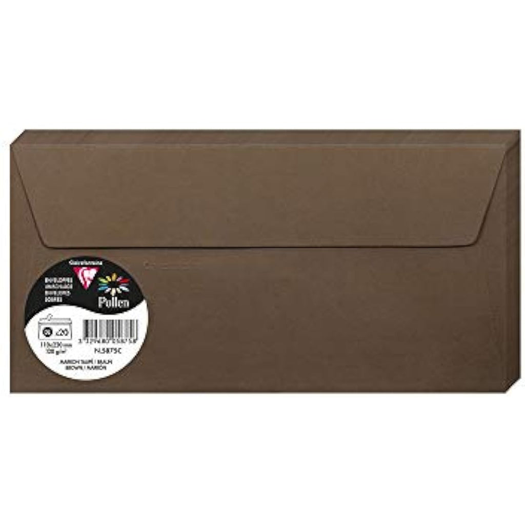Clairefontaine Pollen DL Adhesive Envelopes - Brown 120gsm (Pack of 20)
