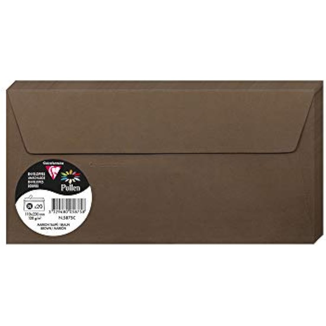 Clairefontaine Pollen DL Adhesive Envelopes - Brown 120gsm (Pack of 20)